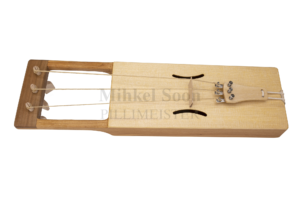 A compact wooden talharpa designed for children, featuring a simple bow and lightweight frame